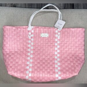 Kate Spade Pink and White Woven Tote